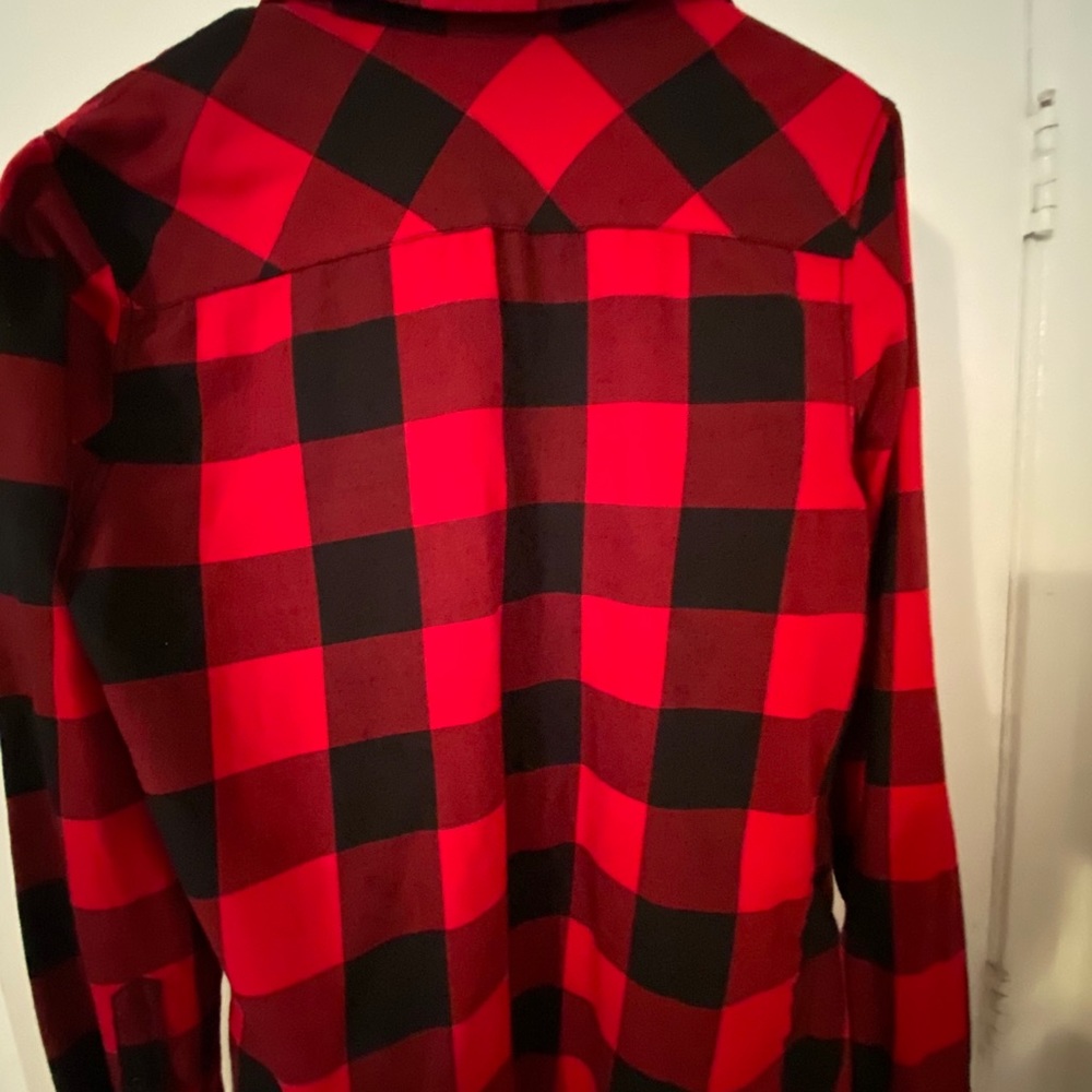 Red and black button down